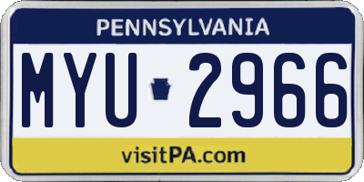 PA license plate MYU2966
