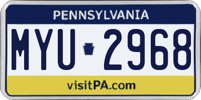 PA license plate MYU2968