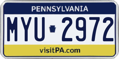 PA license plate MYU2972