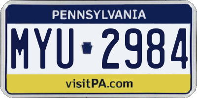 PA license plate MYU2984