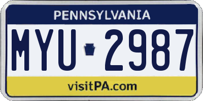 PA license plate MYU2987
