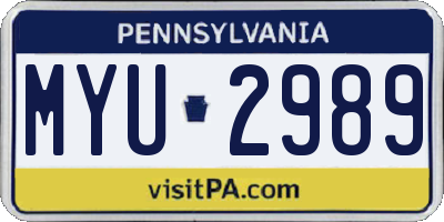 PA license plate MYU2989