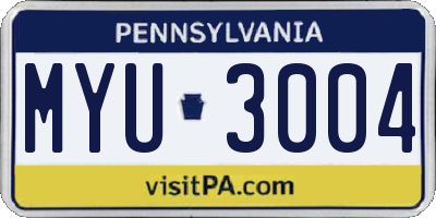 PA license plate MYU3004