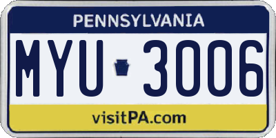 PA license plate MYU3006