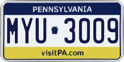 PA license plate MYU3009