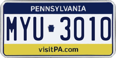 PA license plate MYU3010