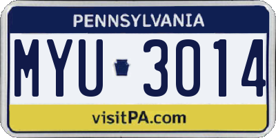 PA license plate MYU3014