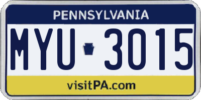 PA license plate MYU3015