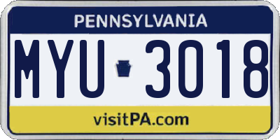 PA license plate MYU3018