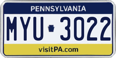 PA license plate MYU3022
