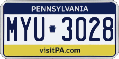 PA license plate MYU3028