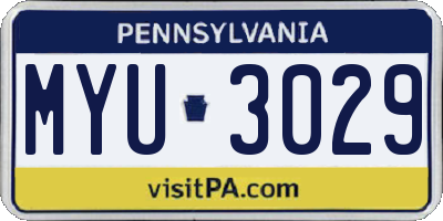 PA license plate MYU3029