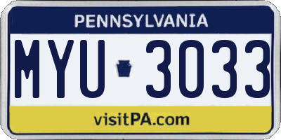 PA license plate MYU3033