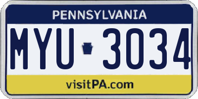 PA license plate MYU3034