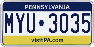 PA license plate MYU3035