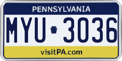 PA license plate MYU3036