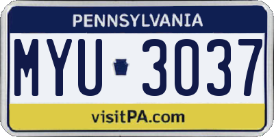 PA license plate MYU3037