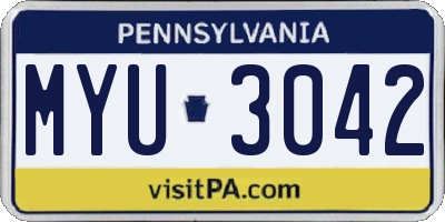 PA license plate MYU3042