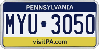 PA license plate MYU3050