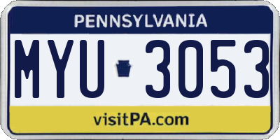 PA license plate MYU3053