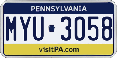 PA license plate MYU3058