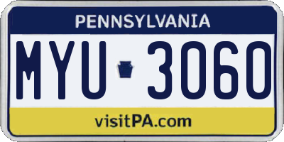 PA license plate MYU3060