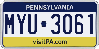 PA license plate MYU3061