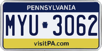 PA license plate MYU3062