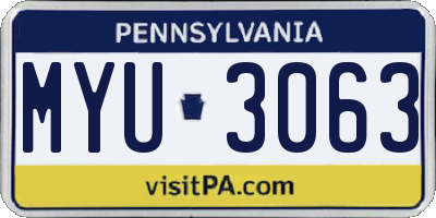 PA license plate MYU3063