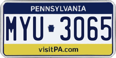 PA license plate MYU3065