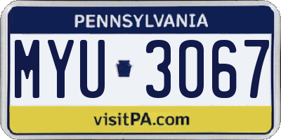 PA license plate MYU3067