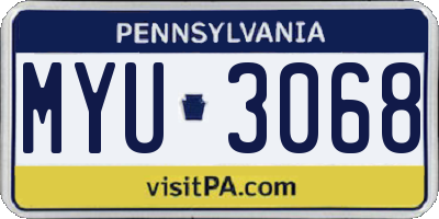 PA license plate MYU3068