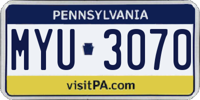 PA license plate MYU3070