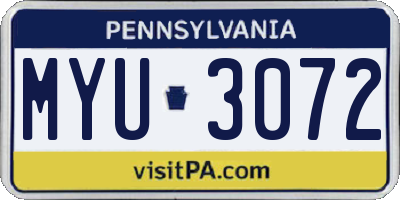 PA license plate MYU3072