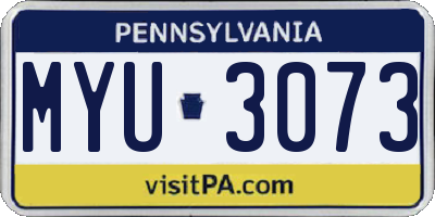 PA license plate MYU3073