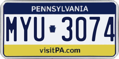 PA license plate MYU3074