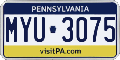 PA license plate MYU3075