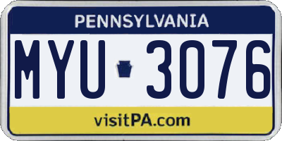 PA license plate MYU3076