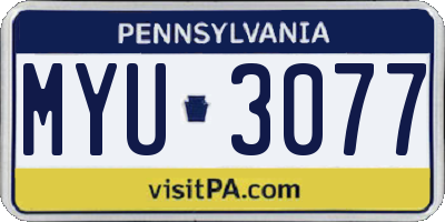 PA license plate MYU3077