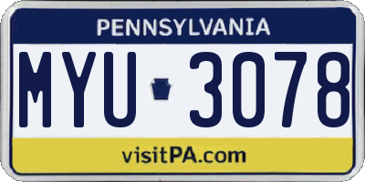 PA license plate MYU3078