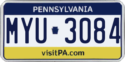 PA license plate MYU3084