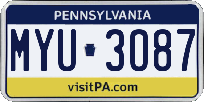 PA license plate MYU3087