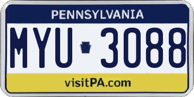 PA license plate MYU3088