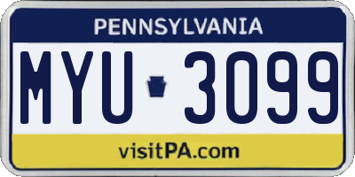 PA license plate MYU3099