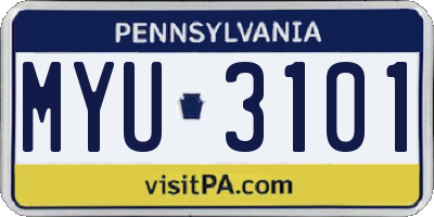 PA license plate MYU3101