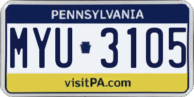PA license plate MYU3105