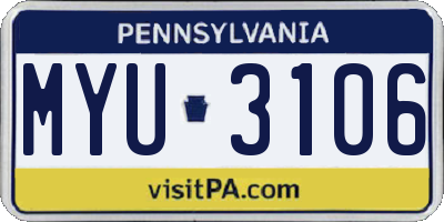 PA license plate MYU3106