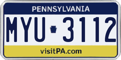 PA license plate MYU3112