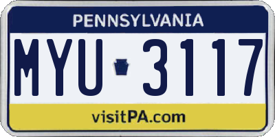 PA license plate MYU3117