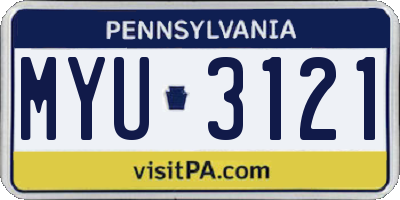 PA license plate MYU3121